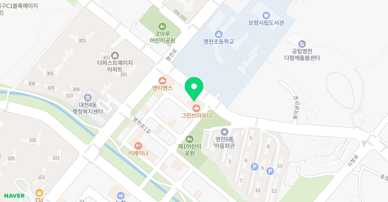 용인대보령 태권도 위치