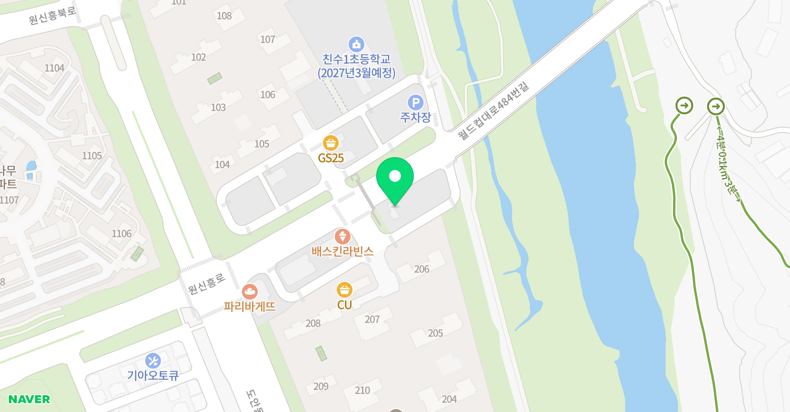 뮤엠 영어 갑천힐스테이트점 위치