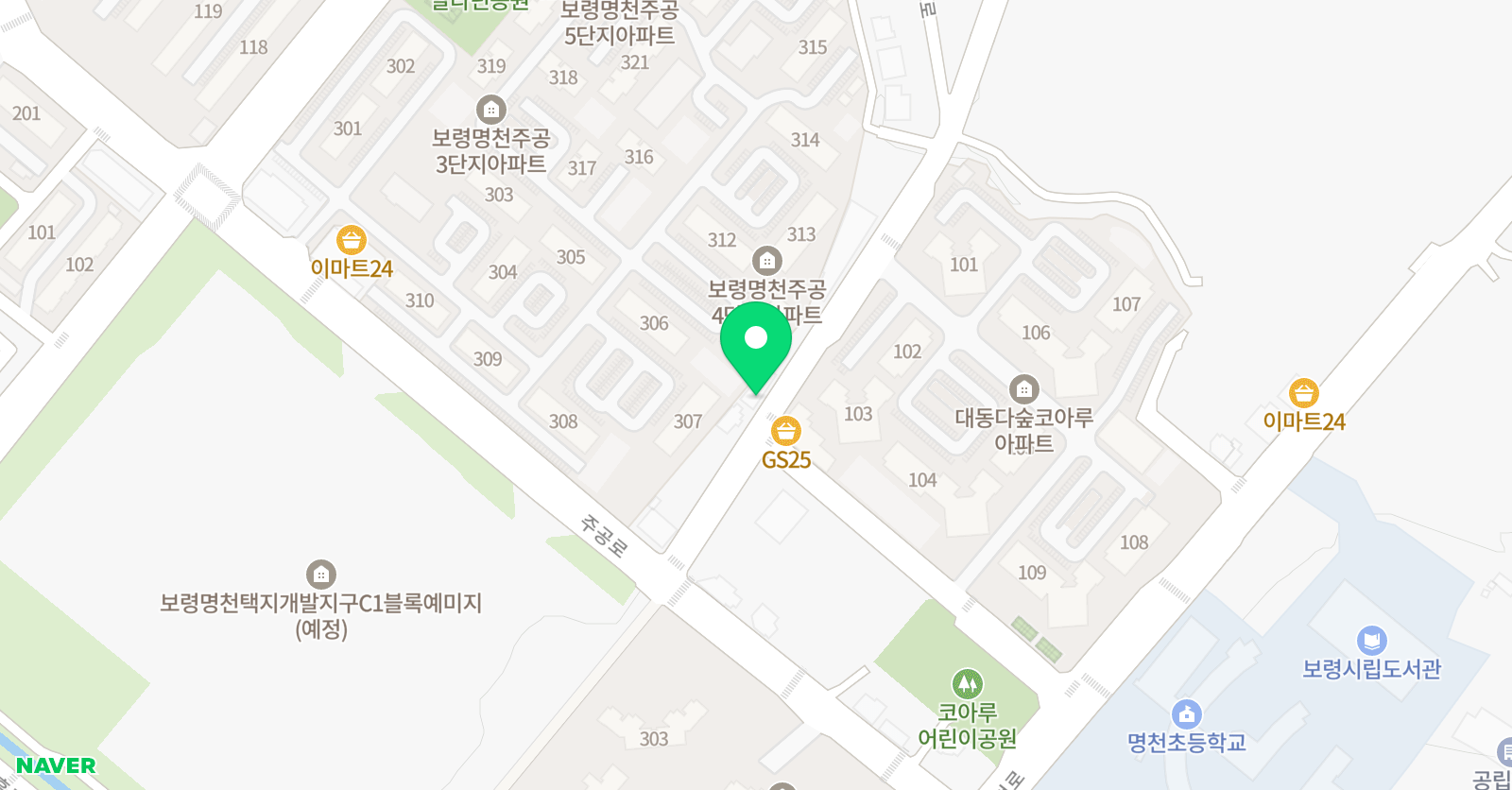 빨간펜 수학의달인 보령명천점 위치