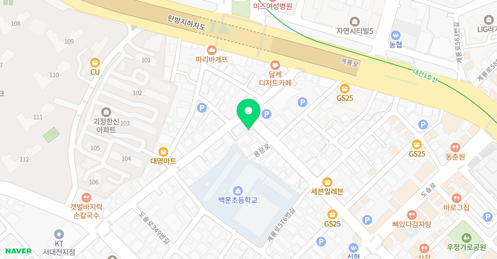합기도천지관 괴정점 위치