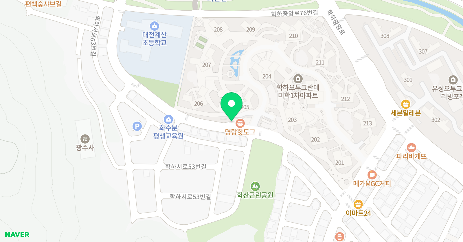 유니팝 학원 대전학하센터 위치