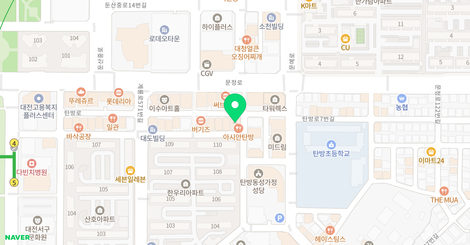 탄방다니엘 학원 위치