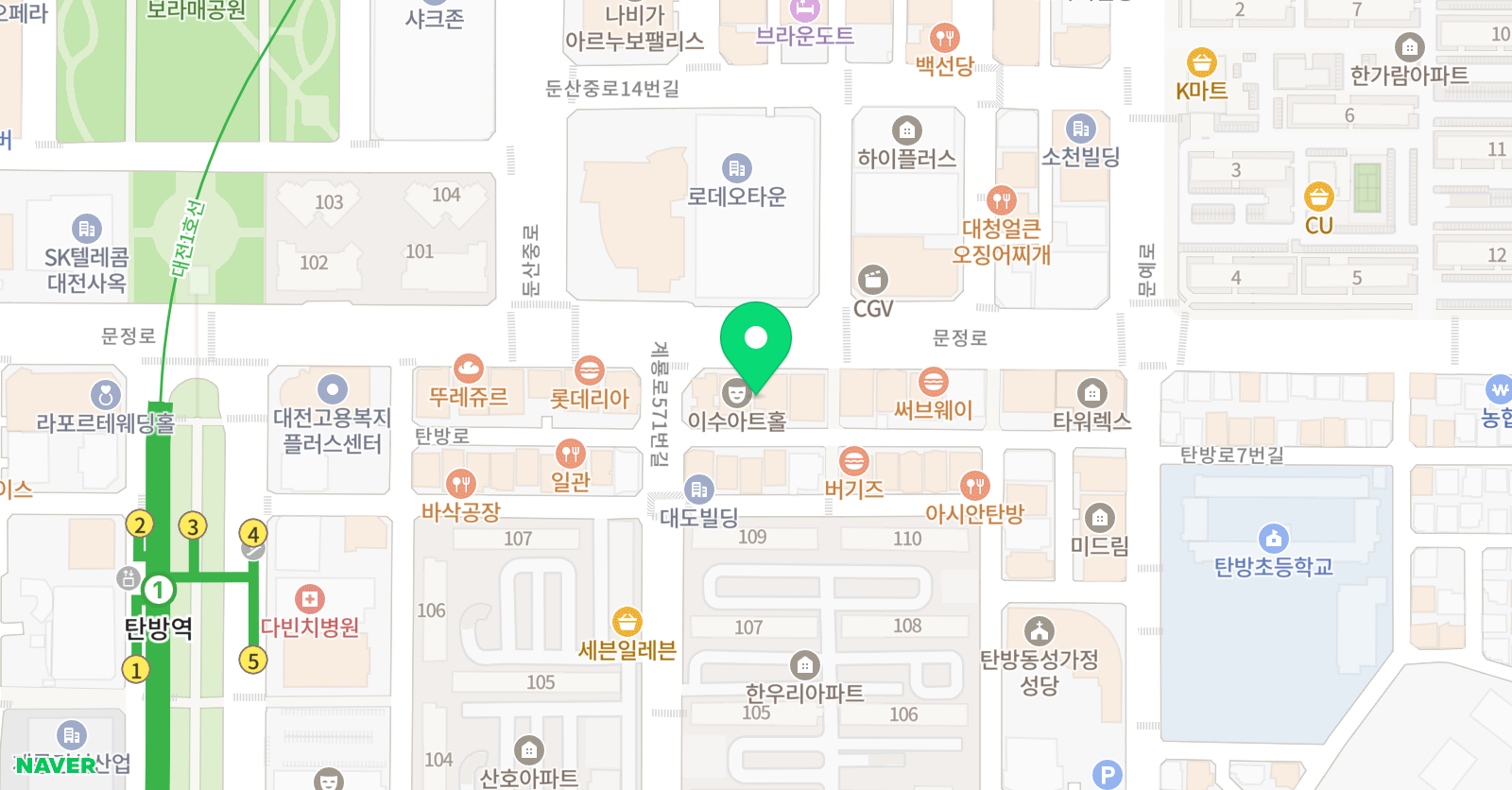 하이파이브 미술학원 대전둔산캠퍼스 위치