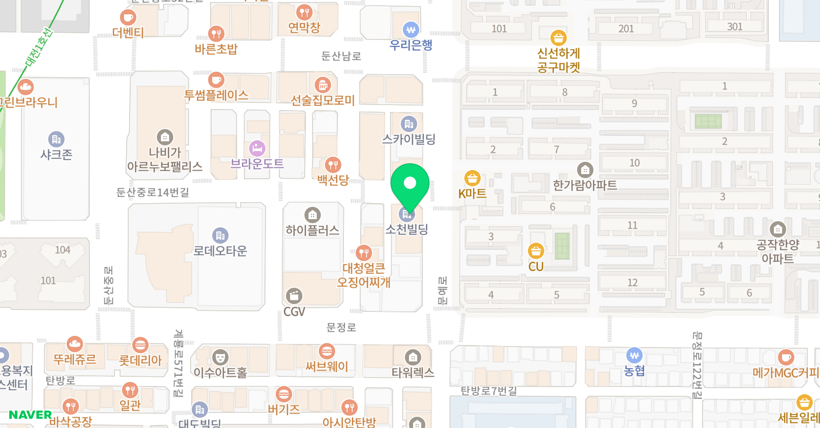 대훈 학원 둔산관 위치