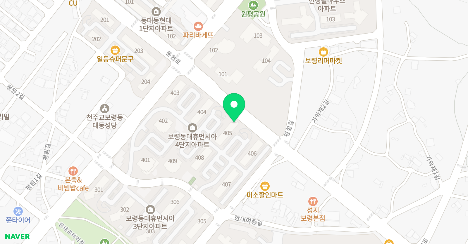 빨간펜 수학의달인 보령동대1점 위치