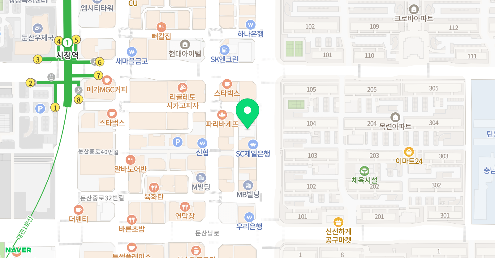 정상 어학원 대전둔산분원 위치