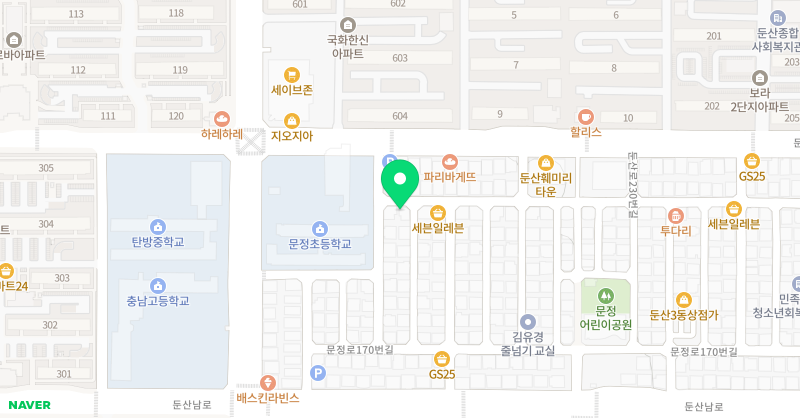 뮤아센미술 둔산센터 위치