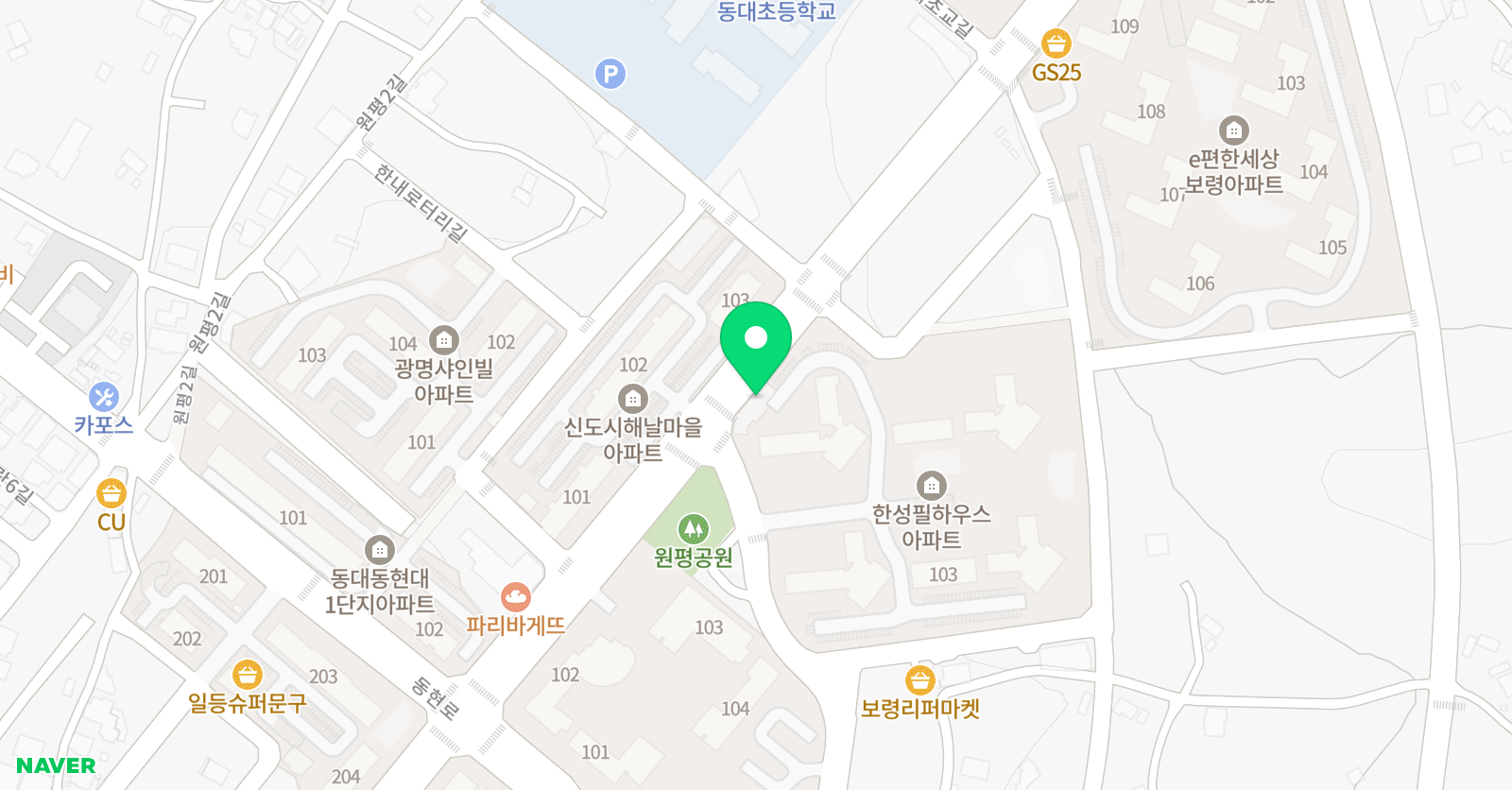 윤선생 영어숲 ESL어학원 보령동대점 위치