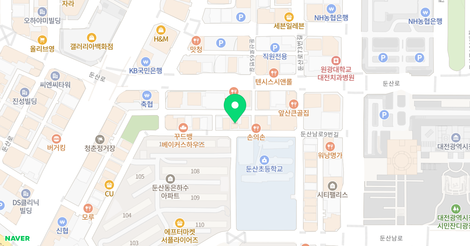 아라아트 미술학원 놀작둔산점 위치