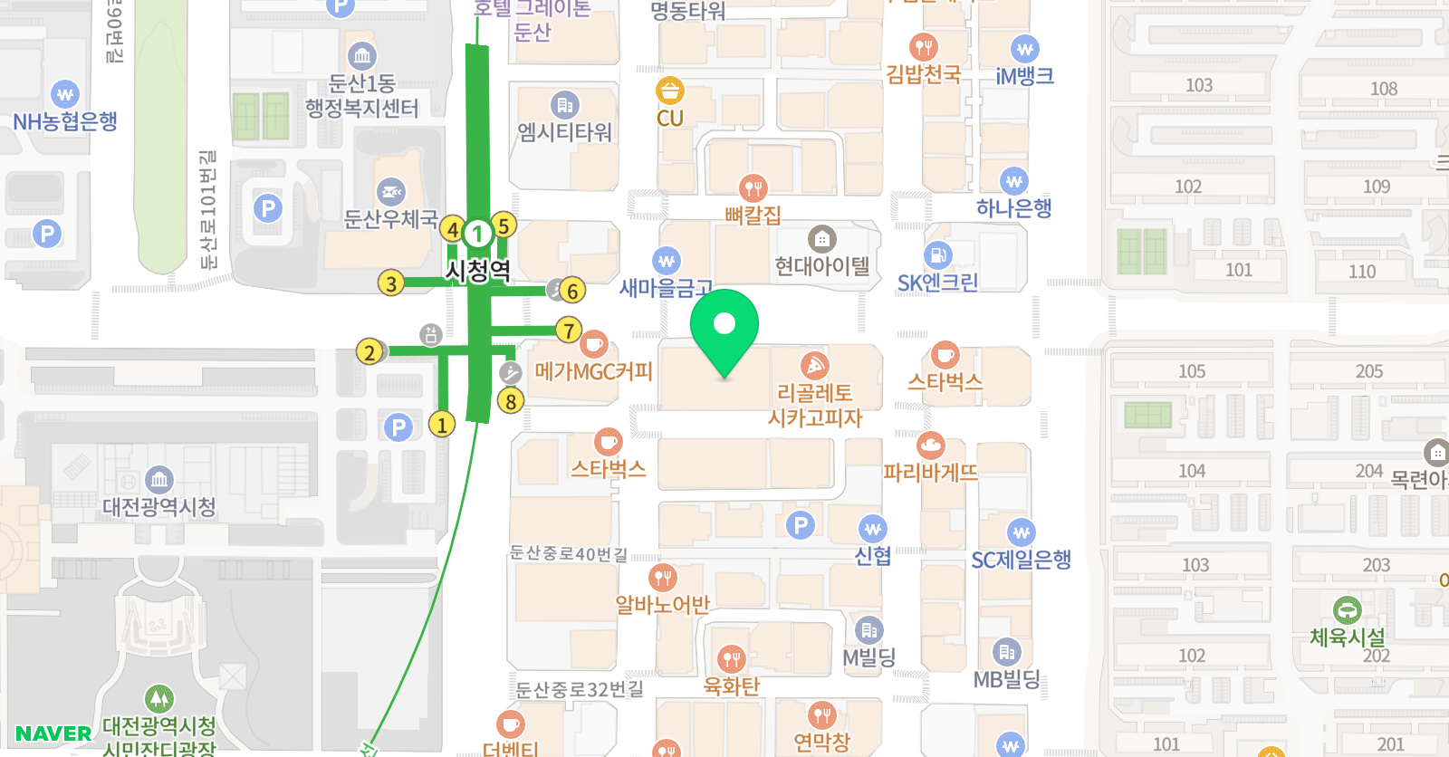 더블유플러스학원 둔산점 위치