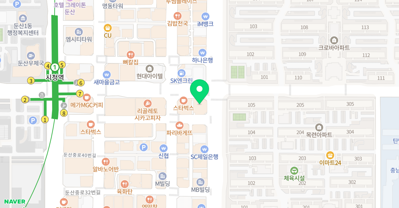 둔산마스터 학원 위치