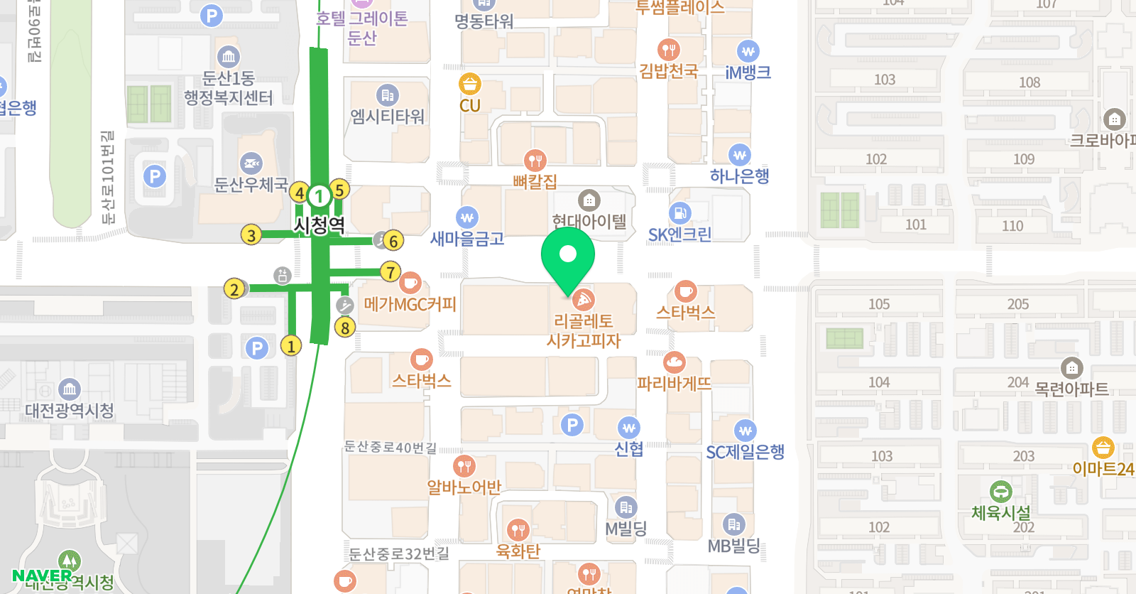둔산 라온 수학학원 위치