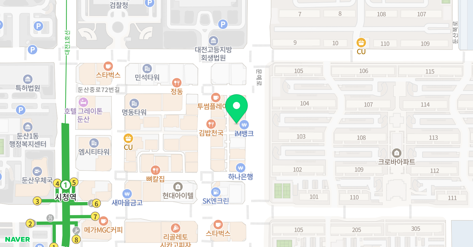 뿔테공부왕 둔산 학원 위치