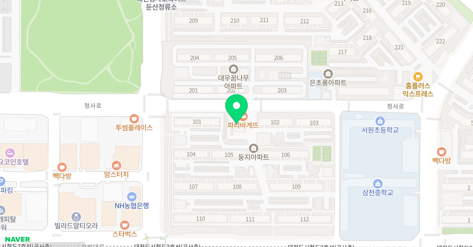 책나무 대전둔산 둥지점 위치
