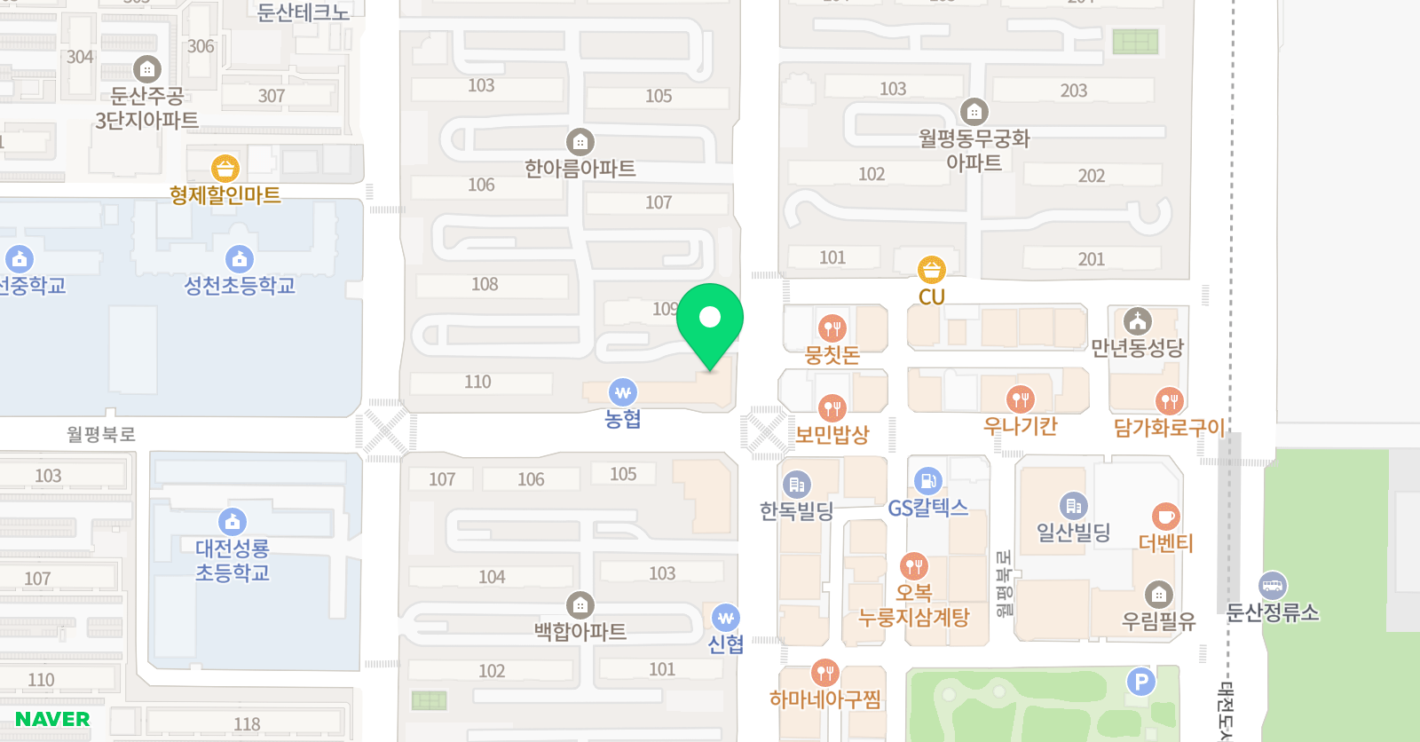 ALL바른 태권도 월평도장 위치