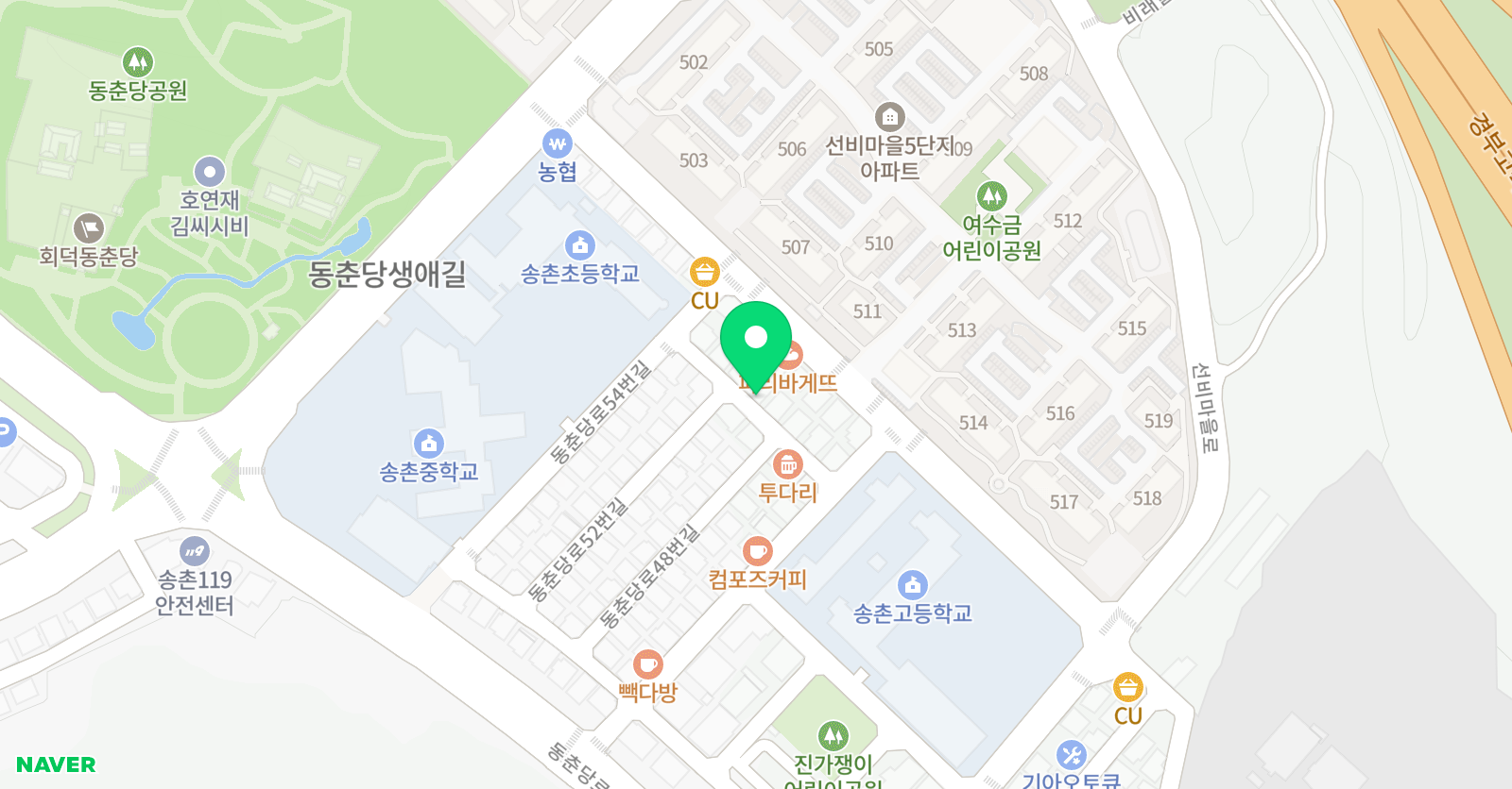 터미술학원 송촌본점 위치