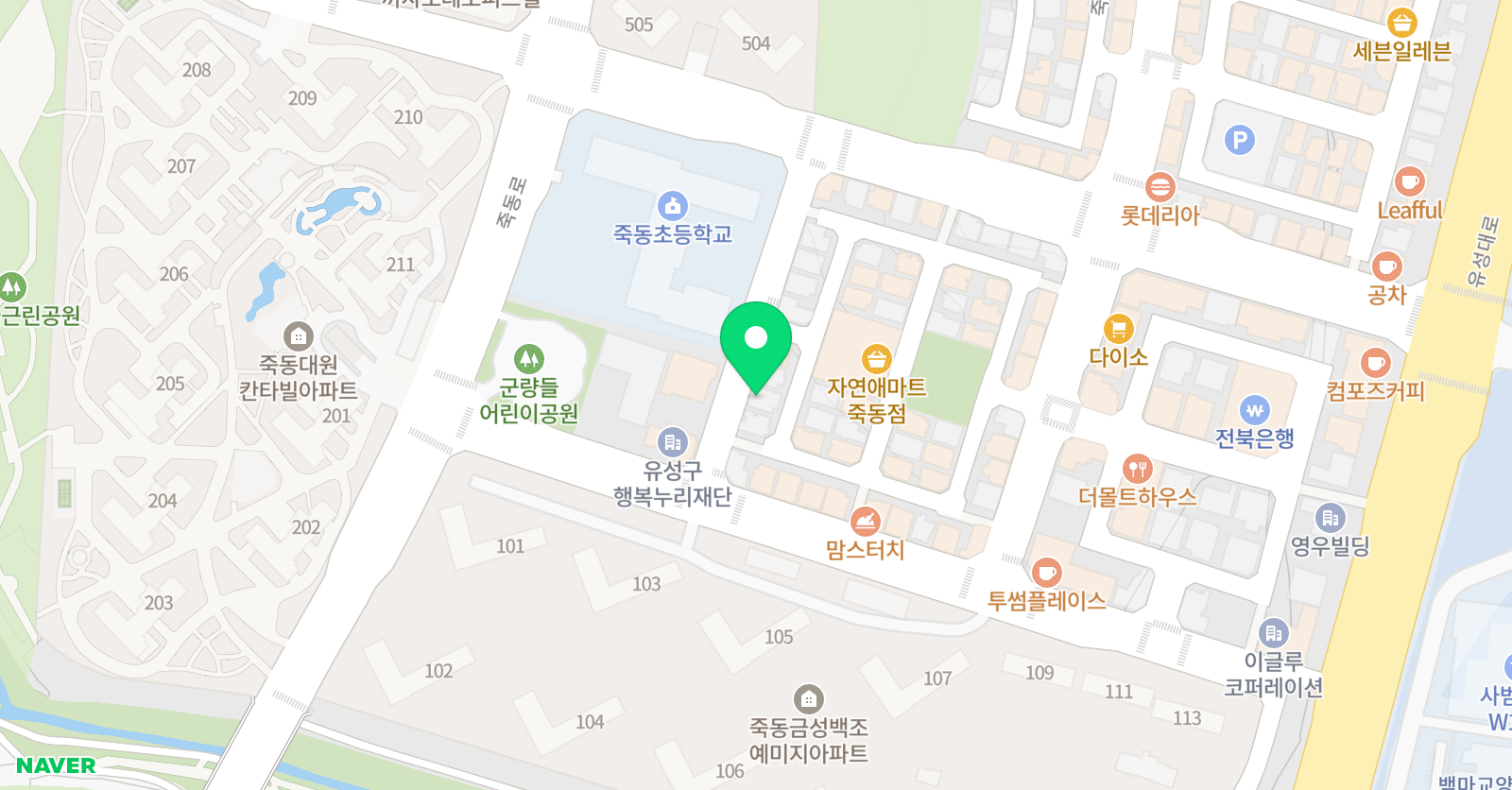 뮤엠 영어 죽동점 위치