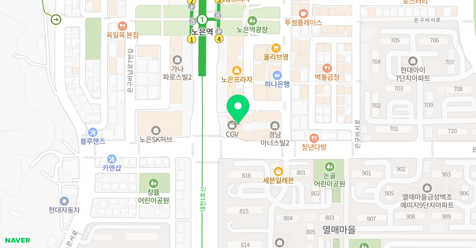 리드인 독서논술학원 노은CGV점 위치