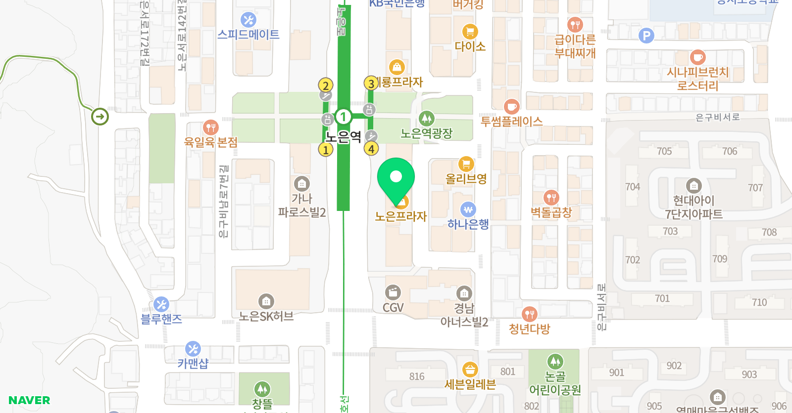 노은 더브레인코어 학원 위치