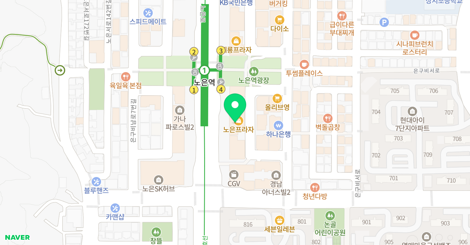 쎈 수학러닝센터 지족학원 위치