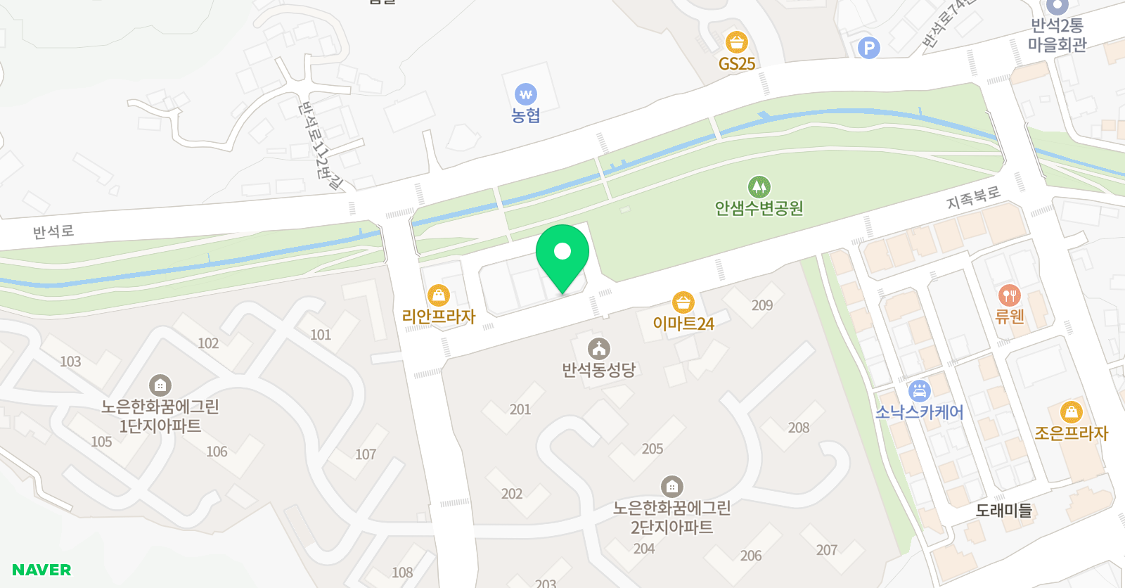 뮤엠영어 한화꿈에그린점 위치