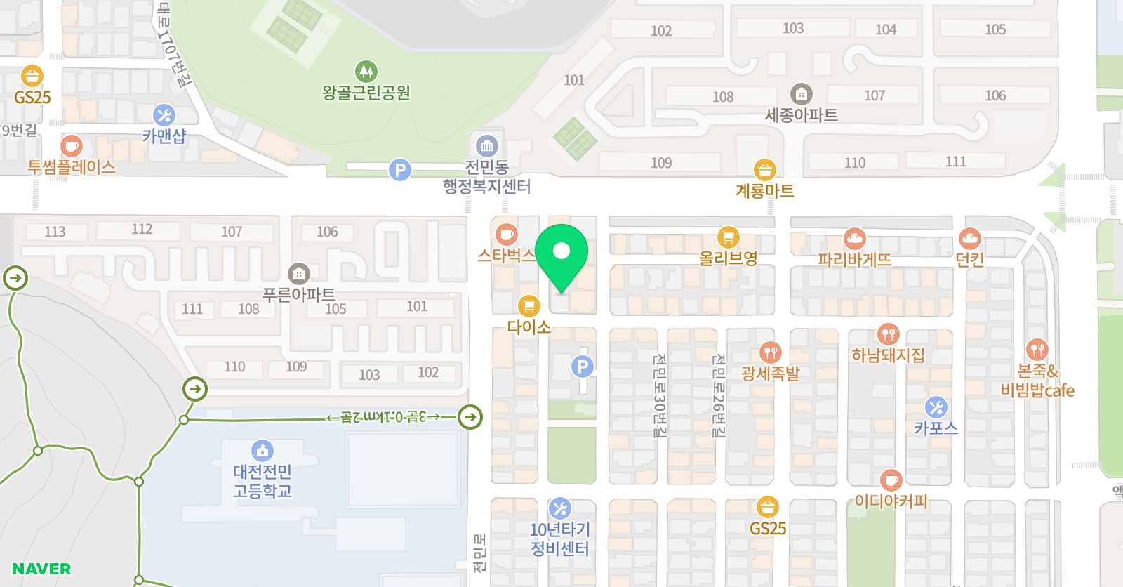 반듯한곡선 진수학 학원 위치