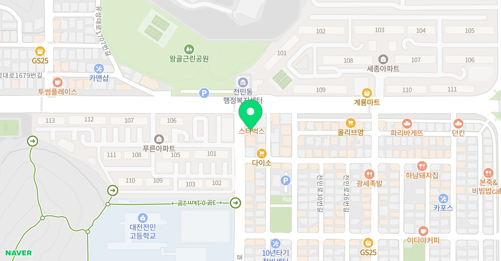 안희령의국어 전민점 위치