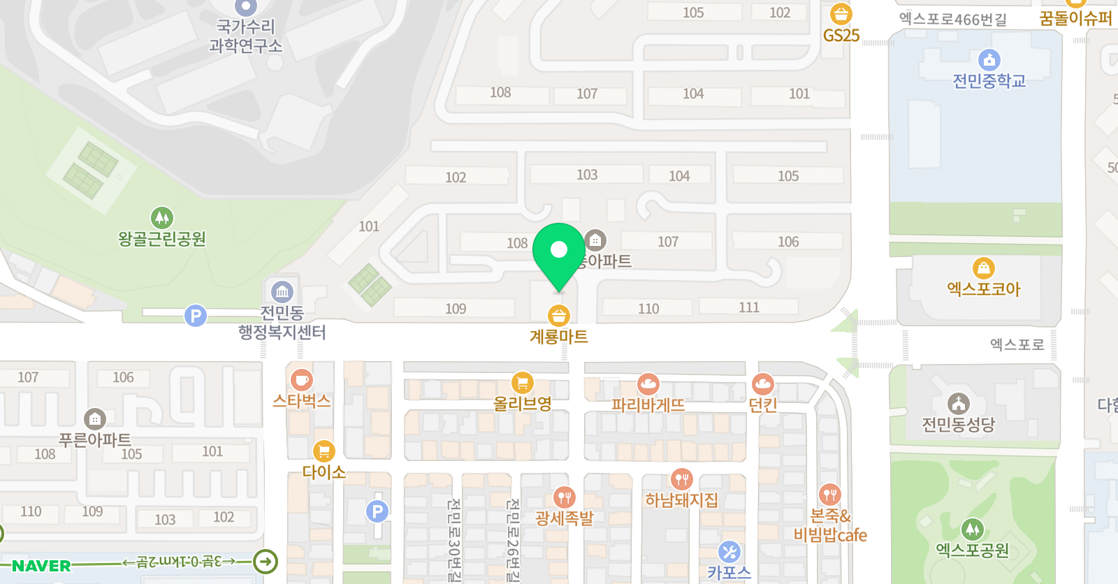매쓰플랜 수학학원 전민지점 위치