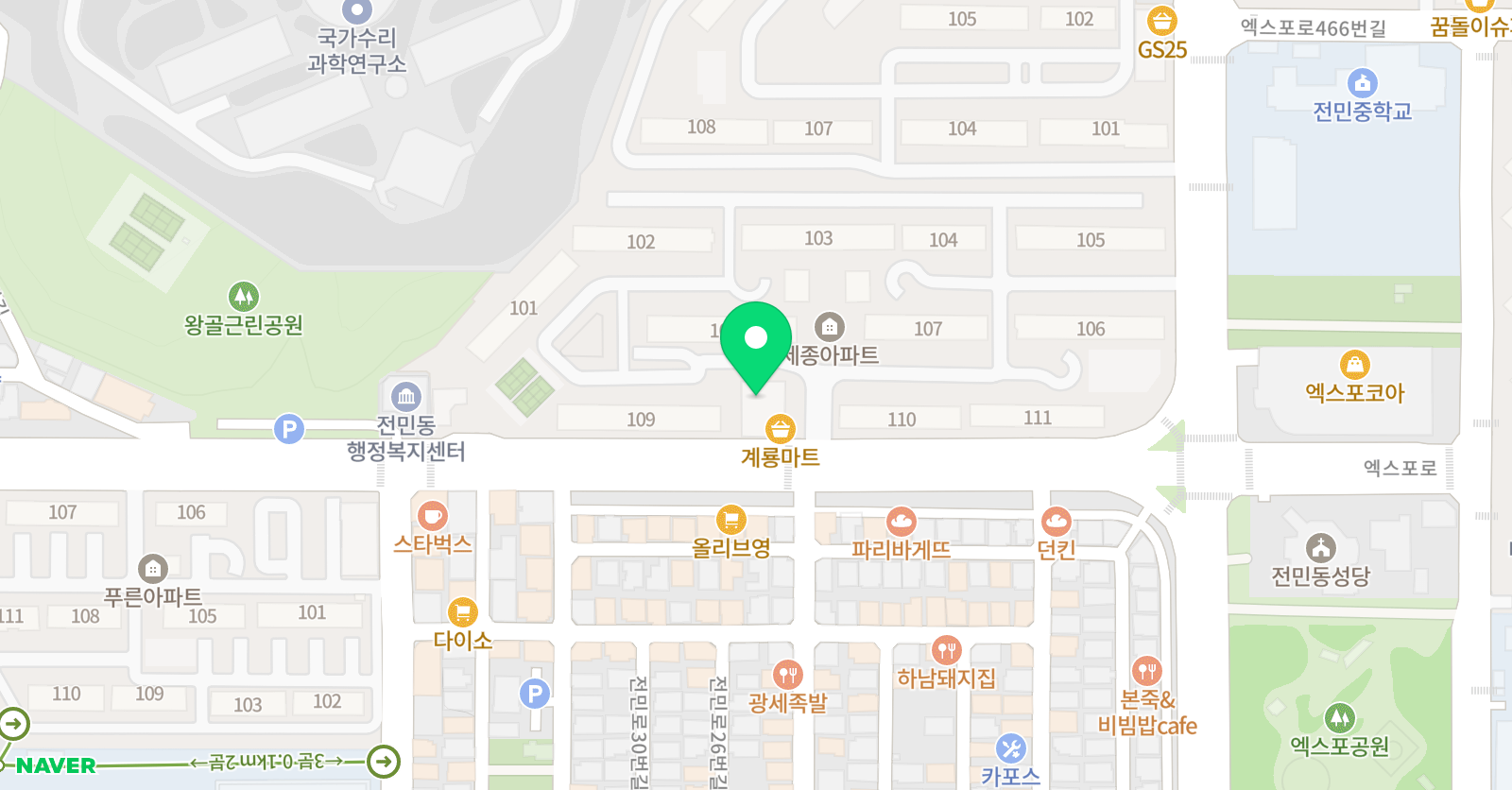 뮤엠 영어 전민세종점 위치