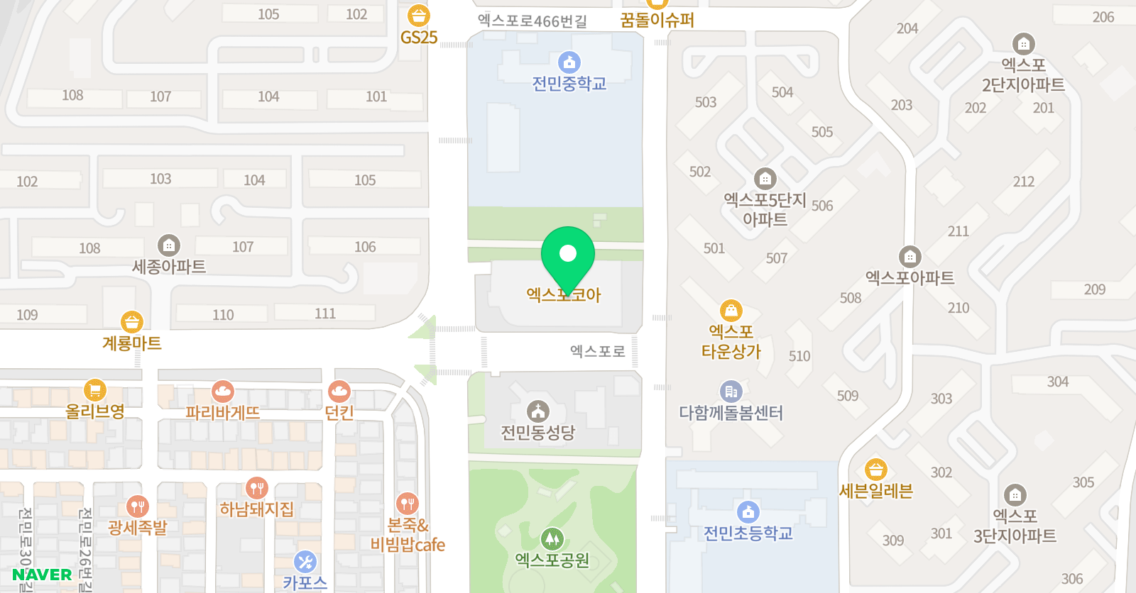 빨간펜수학의달인 전민코아점 위치
