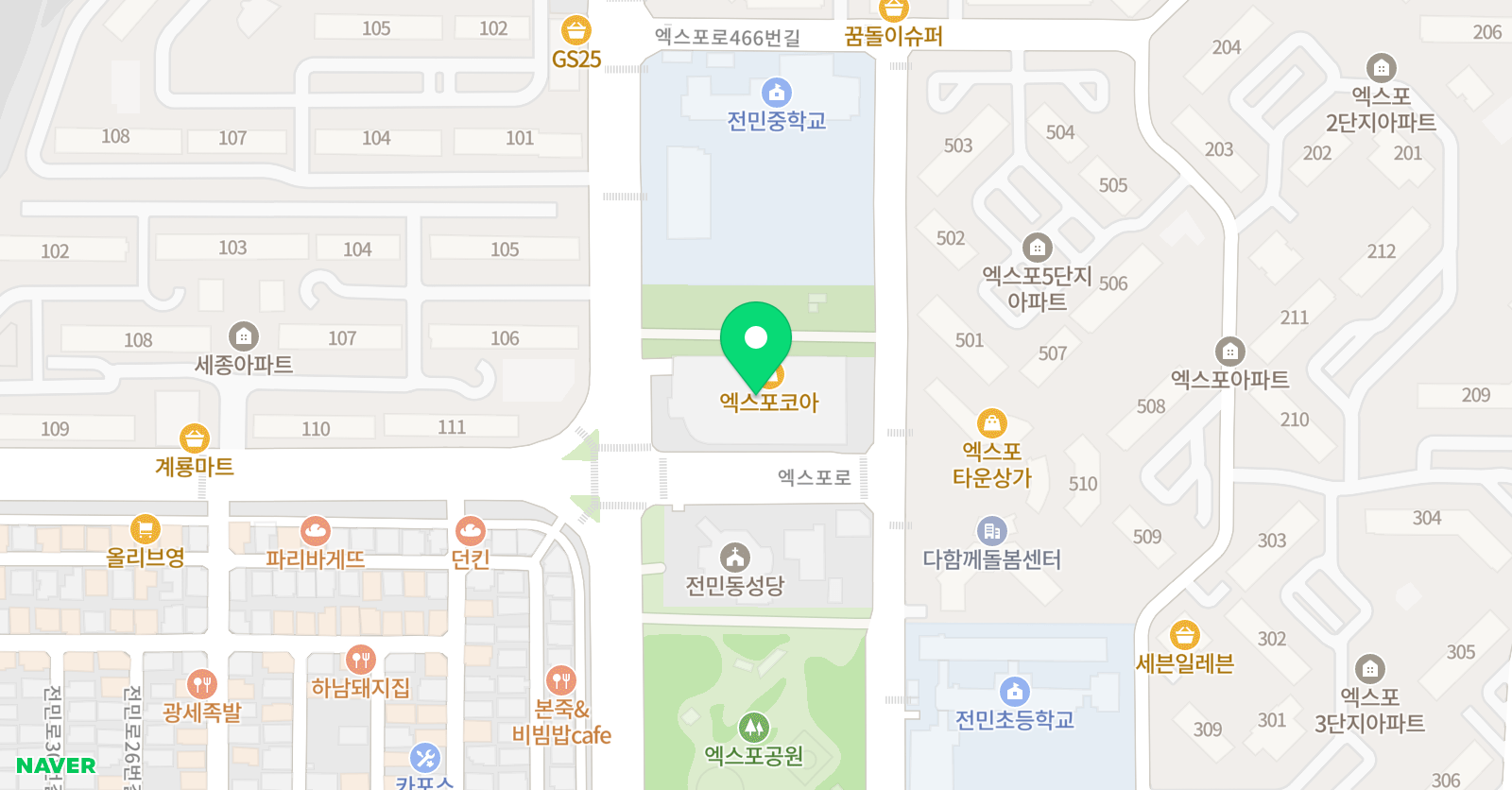 눈높이러닝센터 전민학원 위치