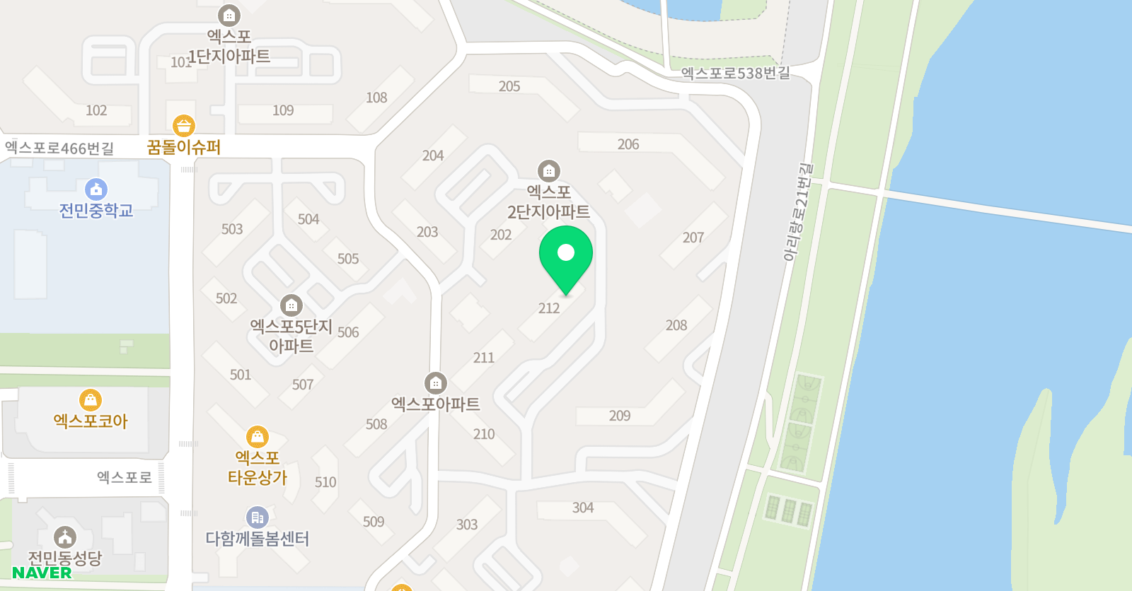 한솔노피곰 전민점 링키 영어학원 위치