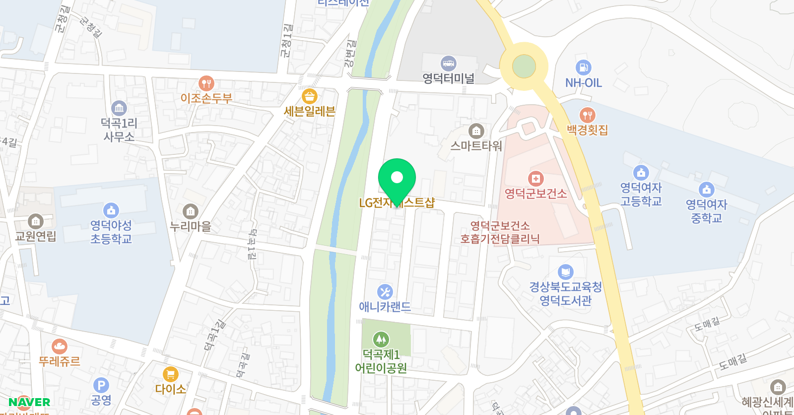 아소비 영덕센터점 위치