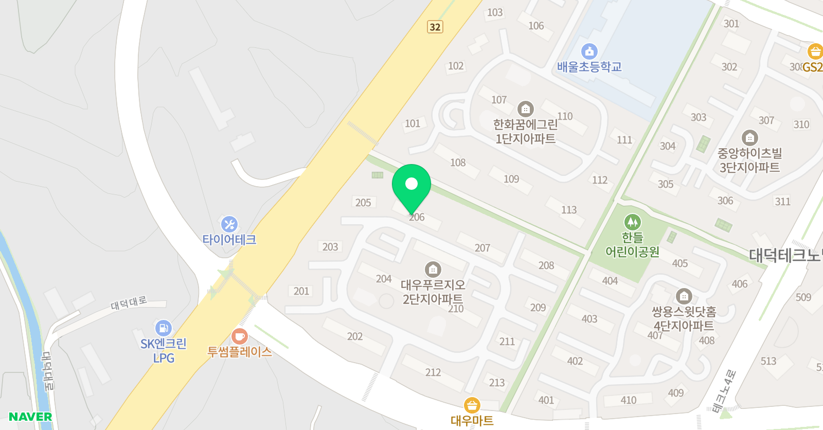 관평 셀파 수학 위치