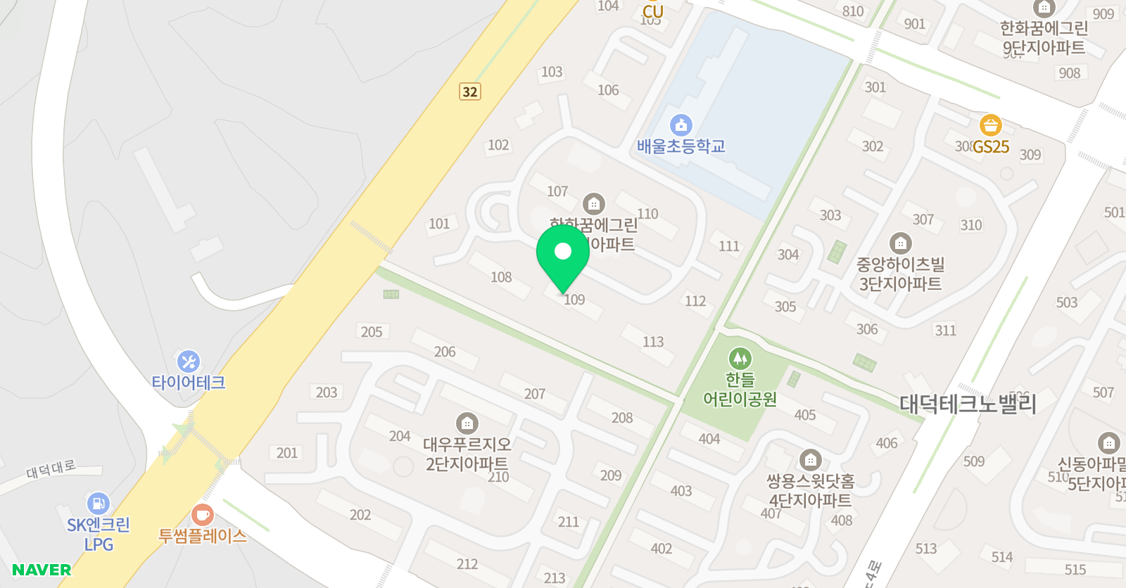 아소비 유성관평1단지점 위치