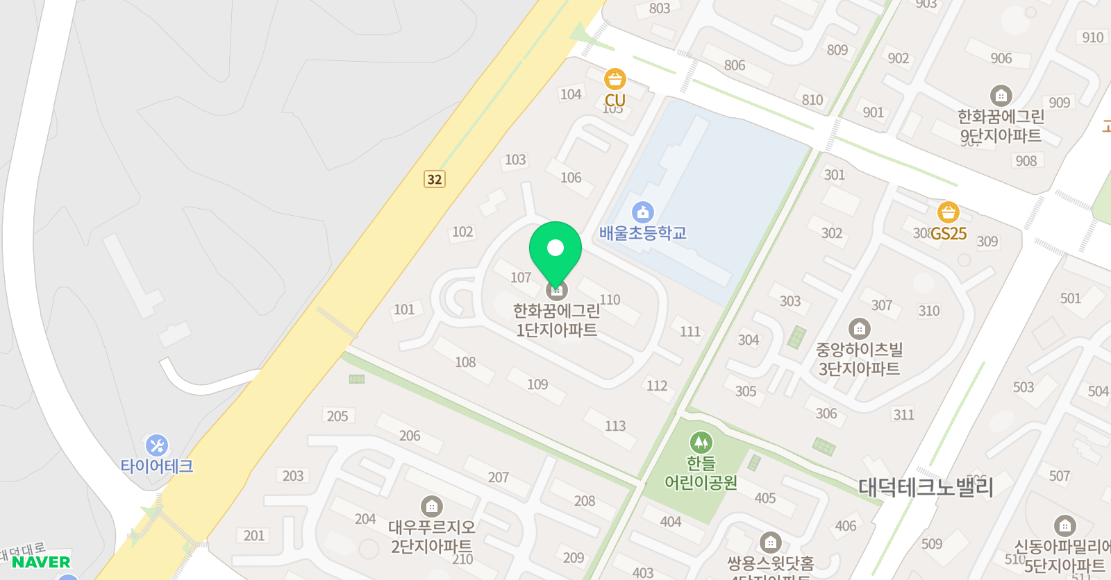 뮤엠 영어학원 관평1단지NEST 위치