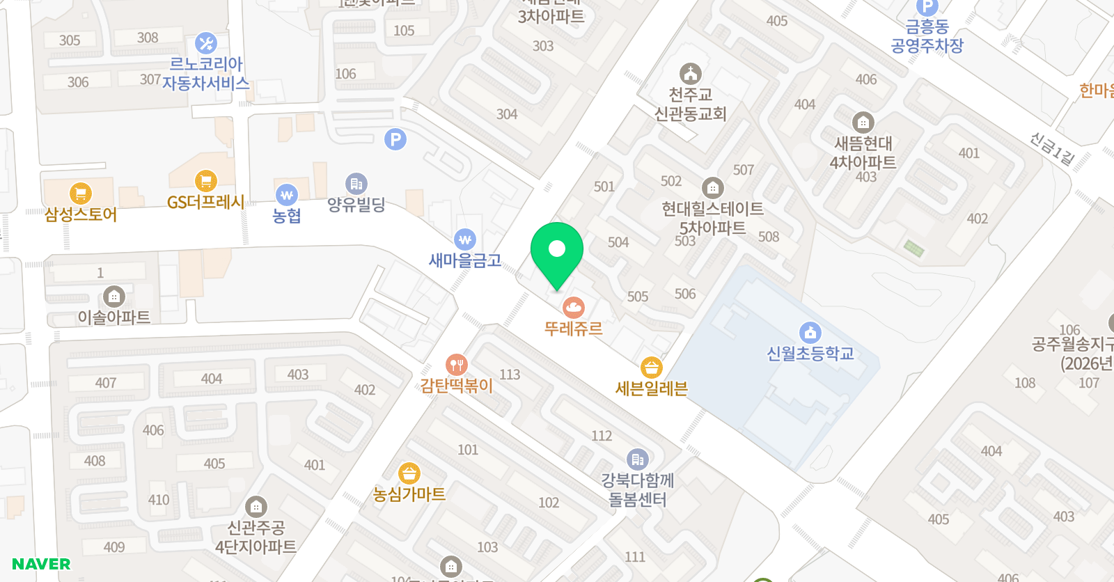 뮤엠영어 본 수학학원 위치