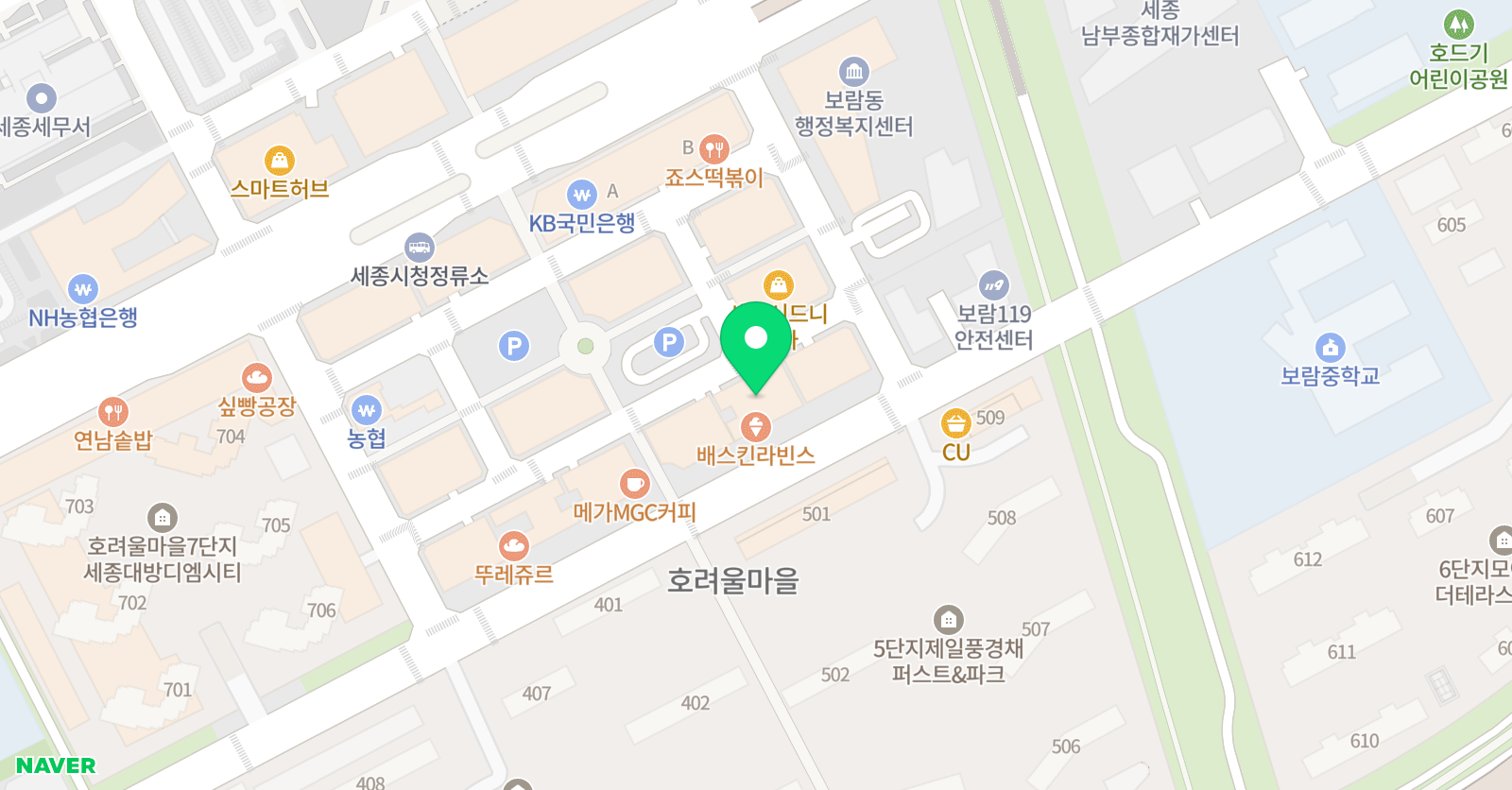 키즈스피치마루지 학원 세종점 위치