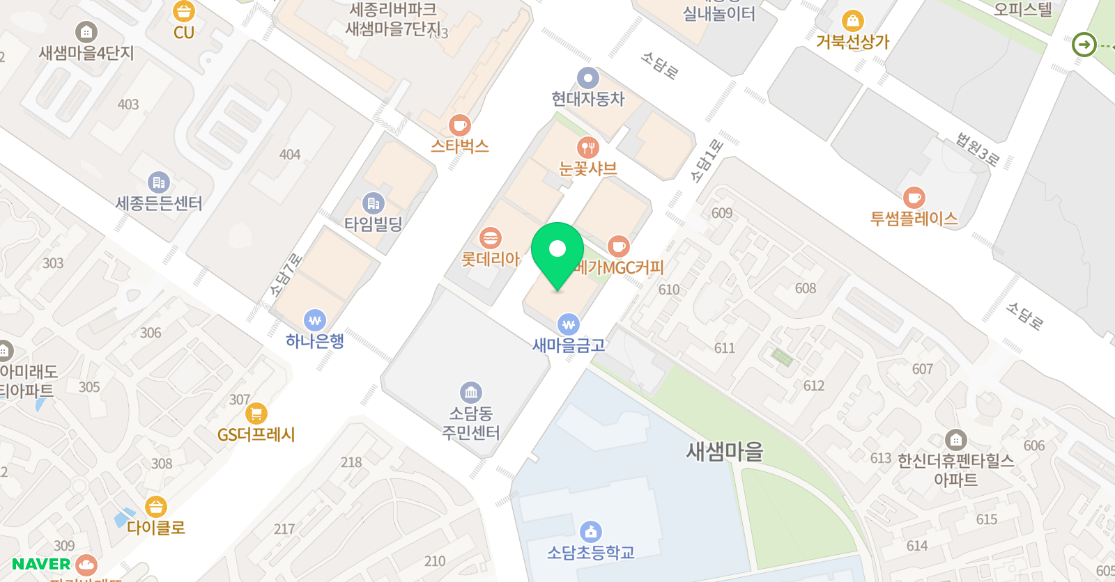 ERC 영어독서클럽 세종소담초점 위치