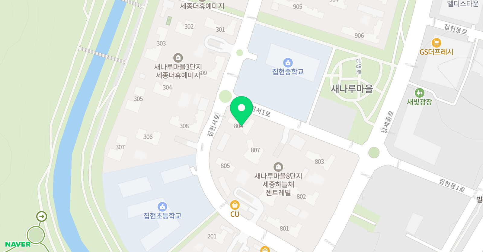 아소비 세종새나루8단지점 위치