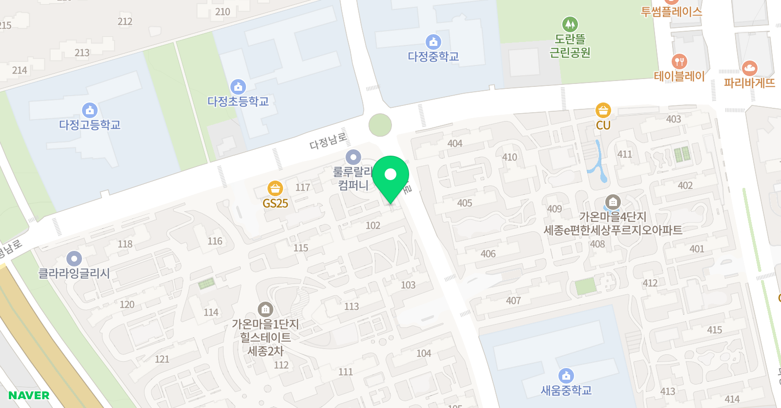 뮤엠 영어 다정힐스점 위치