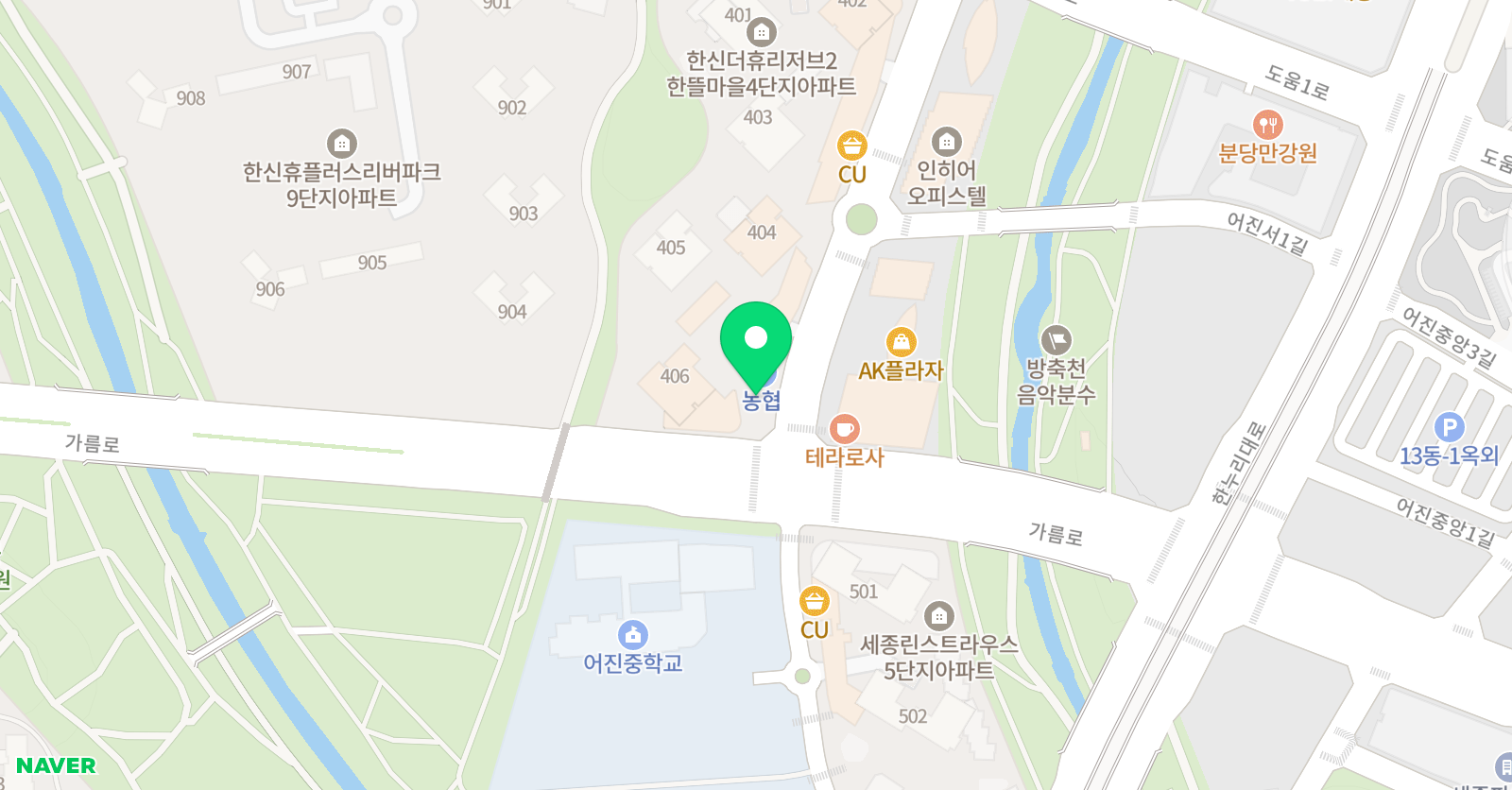 세종한뜰 음악학원 위치