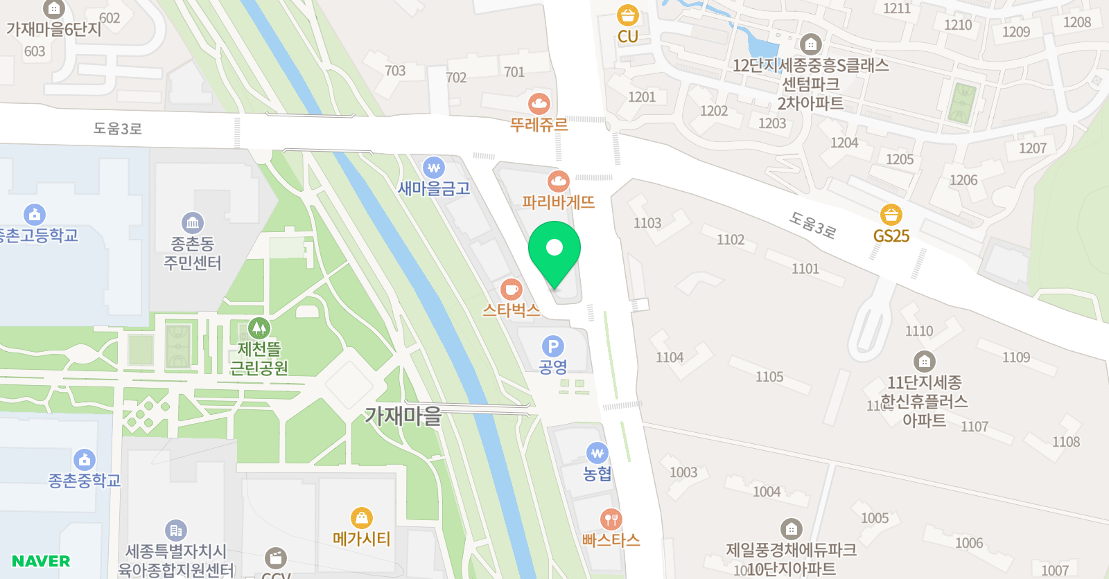 GnB 영어학원 종촌동캠퍼스 위치