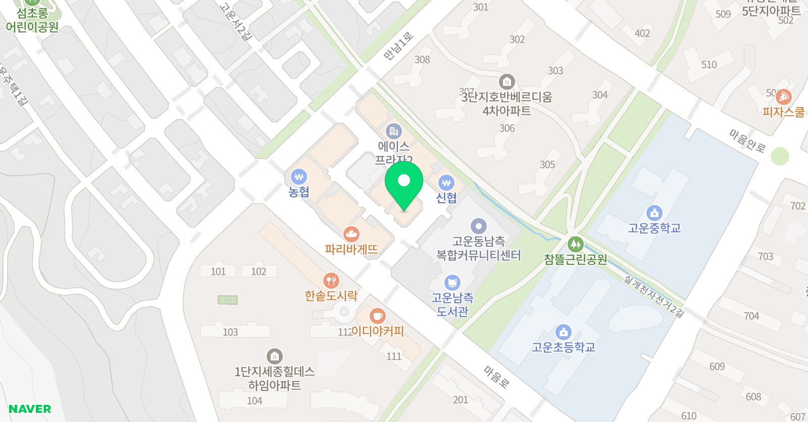 책나무고운 독서학원 위치