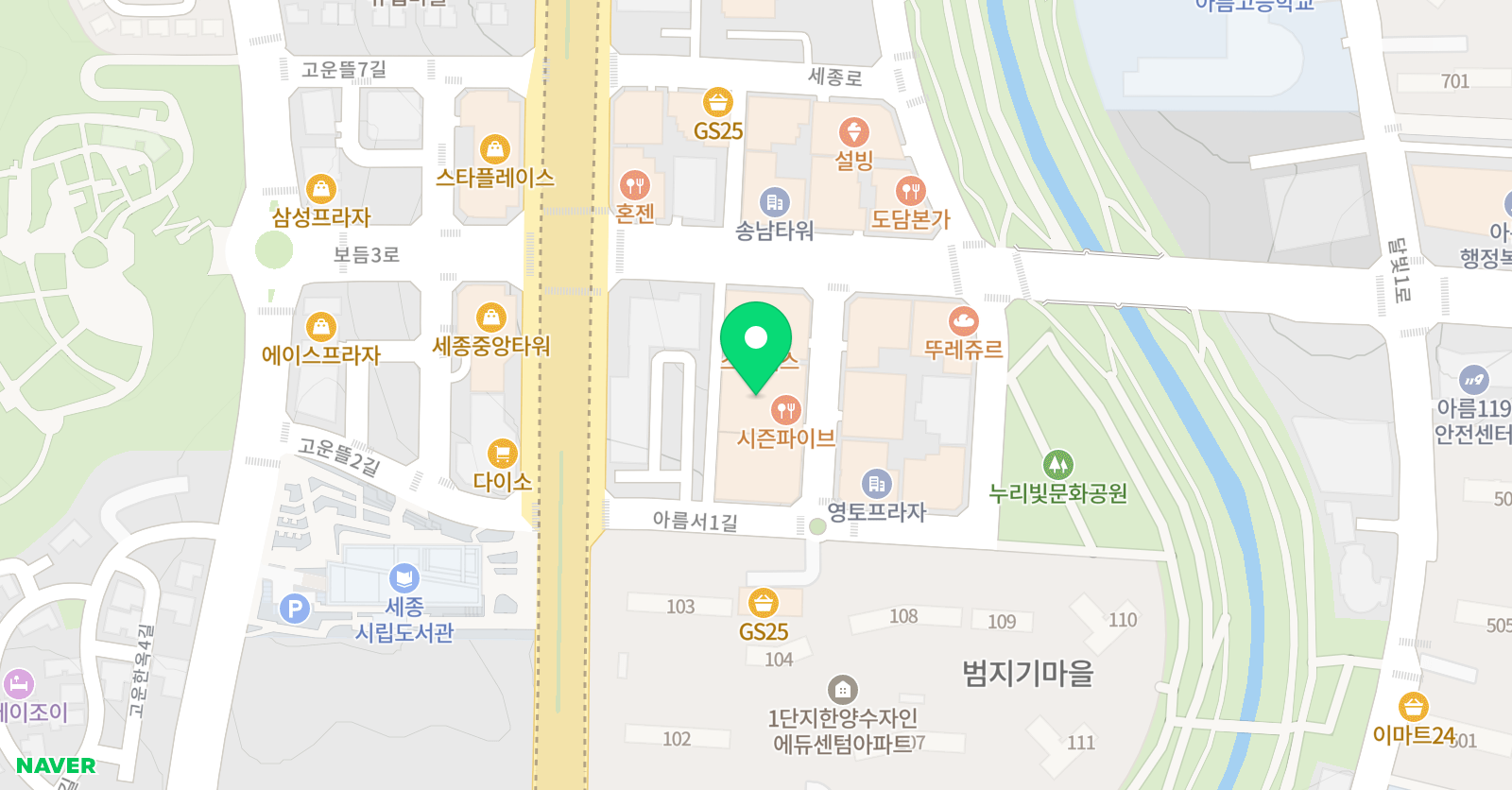 대성스포츠아카데미 세종교육원 위치