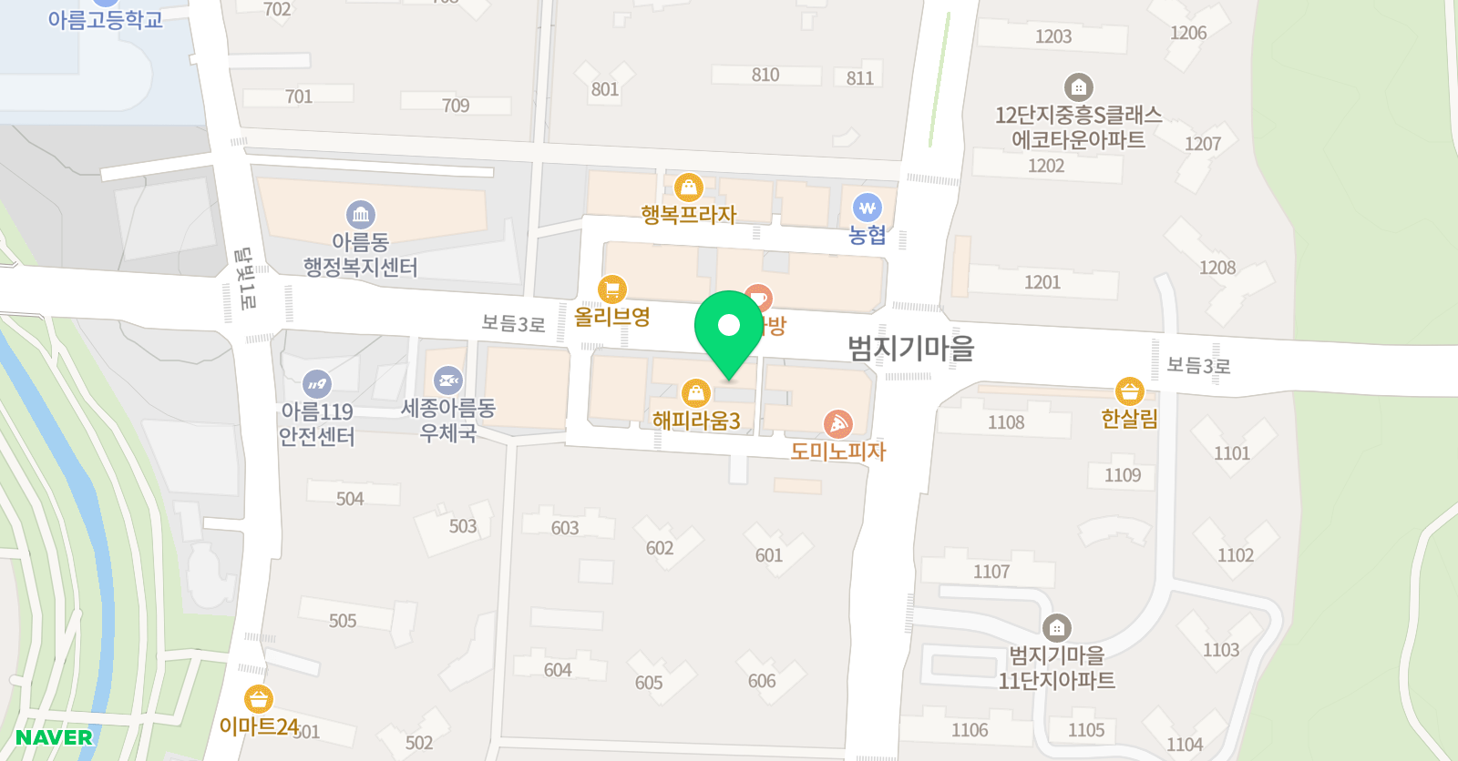 EiE고려대어학원 세종아름캠퍼스 위치
