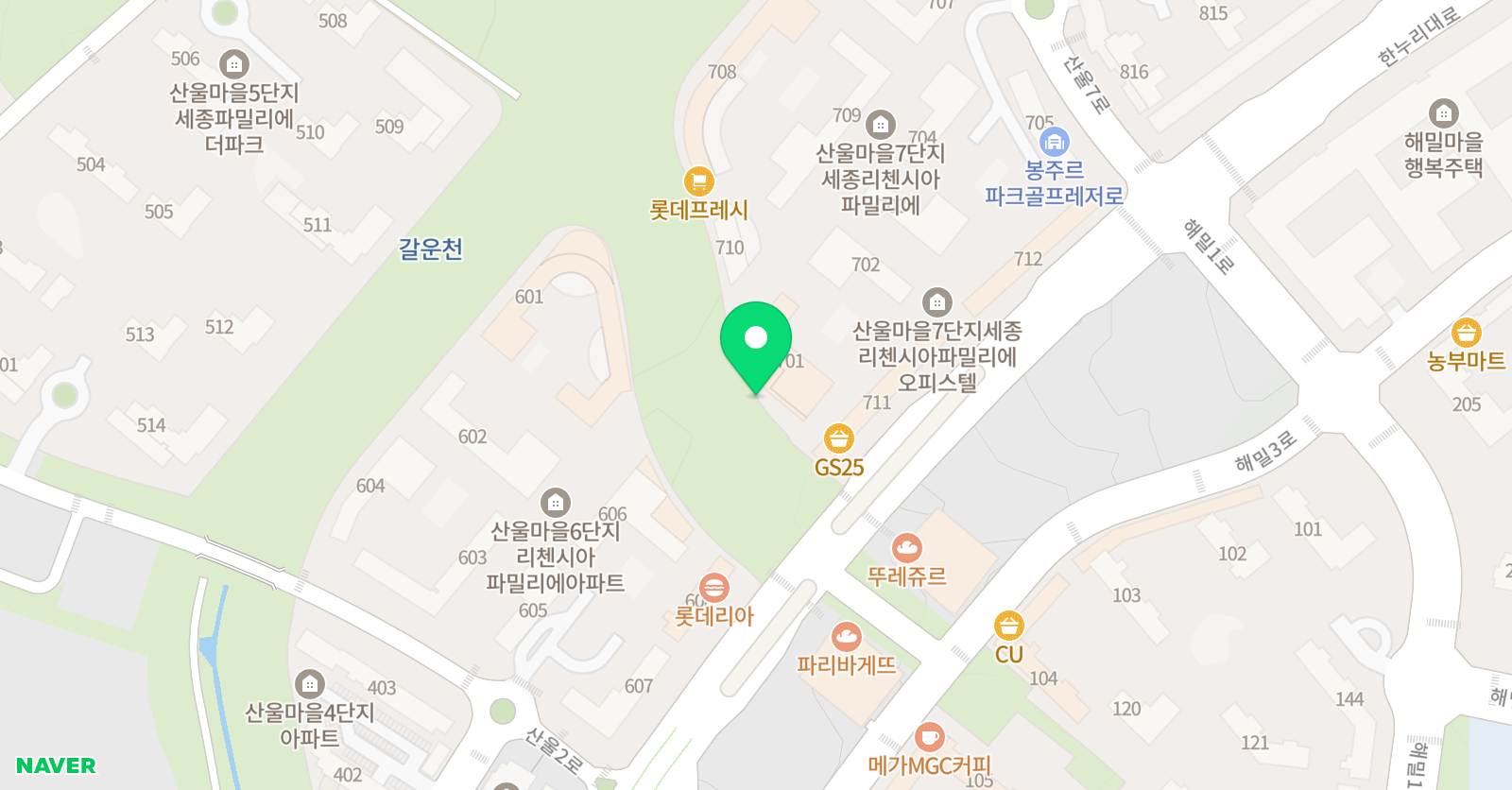 세종의아침 태권도 산울관 위치