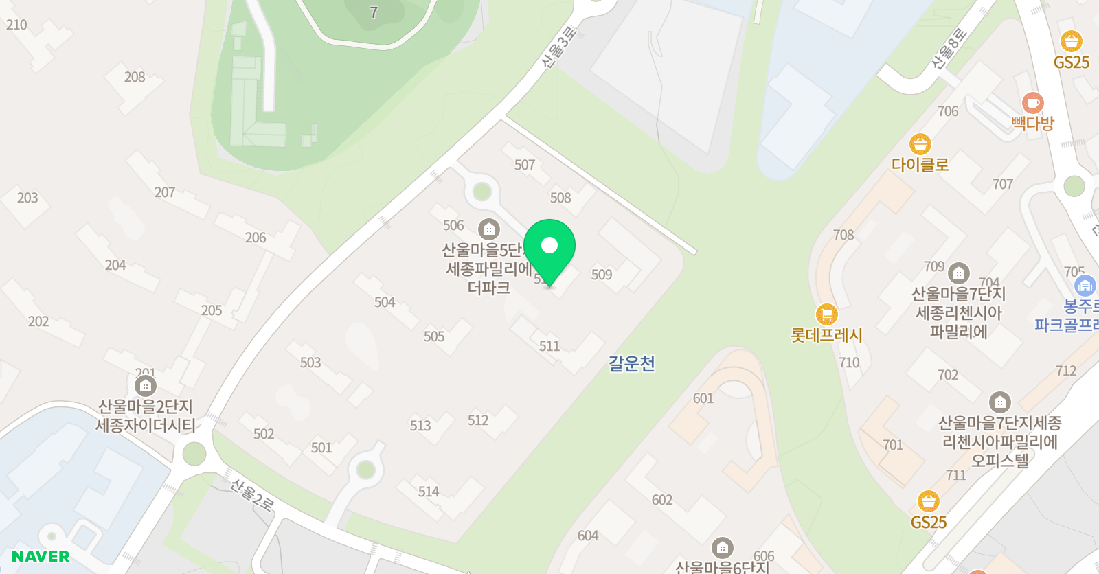 아소비 세종산울5단지점 위치