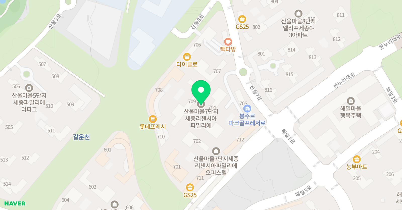 산울빛 태권도 위치