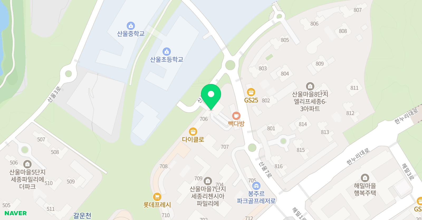 딱풀리는수학 세종산울초점 위치